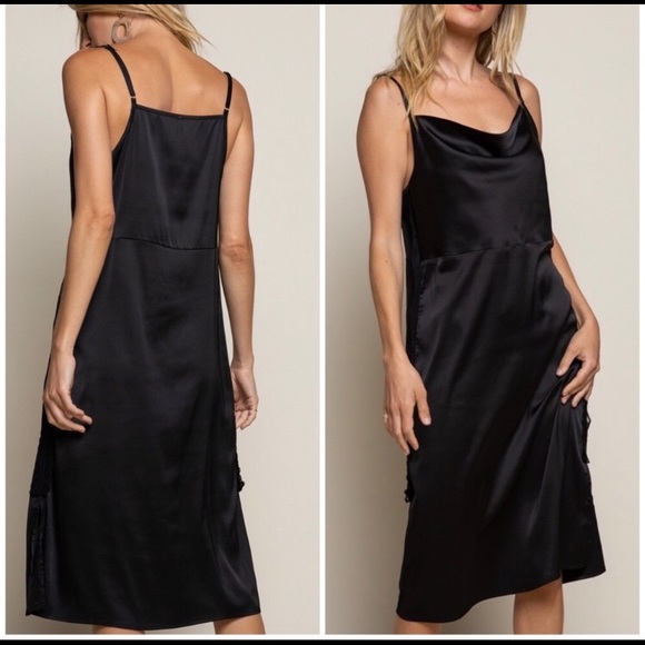 NWT- Simply Elegant POL Satin Cowl Draped Slip Dress - Picture 2 of 4